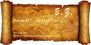 Benkő Zoltán névjegykártya