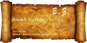 Benkő Zoltán névjegykártya