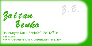 zoltan benko business card